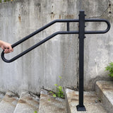 Angel Sar 31.5 in. 9.5 in. L x 35.5 in. H SinglePost WroughtIronHandrails OutdoorStairRailing for 3Steps Garage EntrancePorchBlack