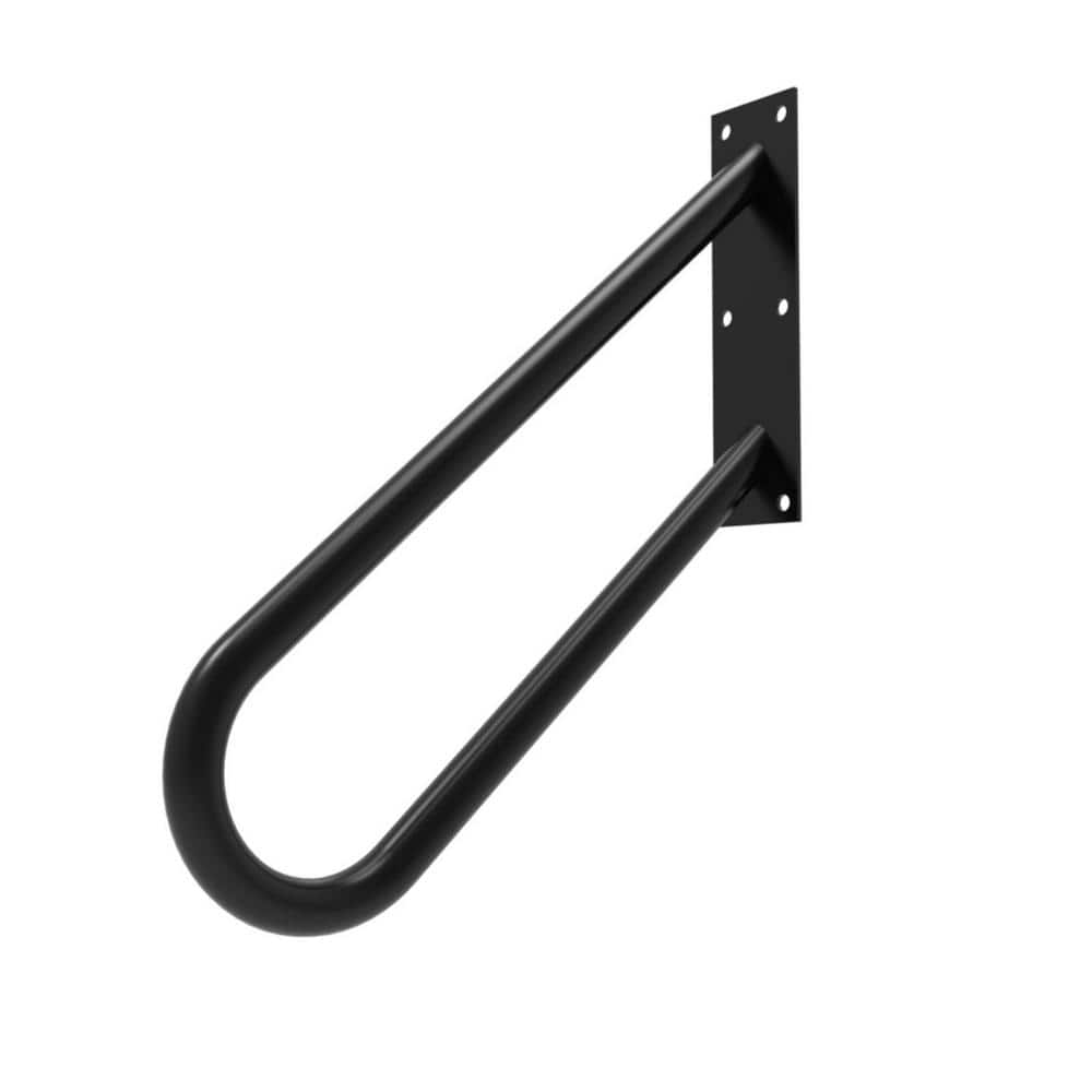Angel Sar 24 in. Metal Handrails for Outdoor Steps Wall Mount, U-Shaped Handrail with Matte Black Finished for 1-2 Steps