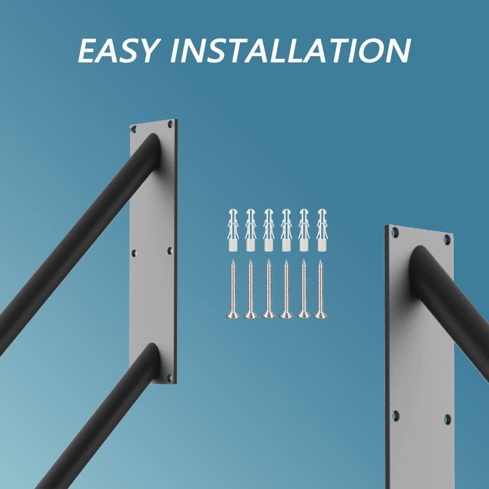 Angel Sar 24 in. Metal Handrails for Outdoor Steps Wall Mount, U-Shaped Handrail with Matte Black Finished for 1-2 Steps