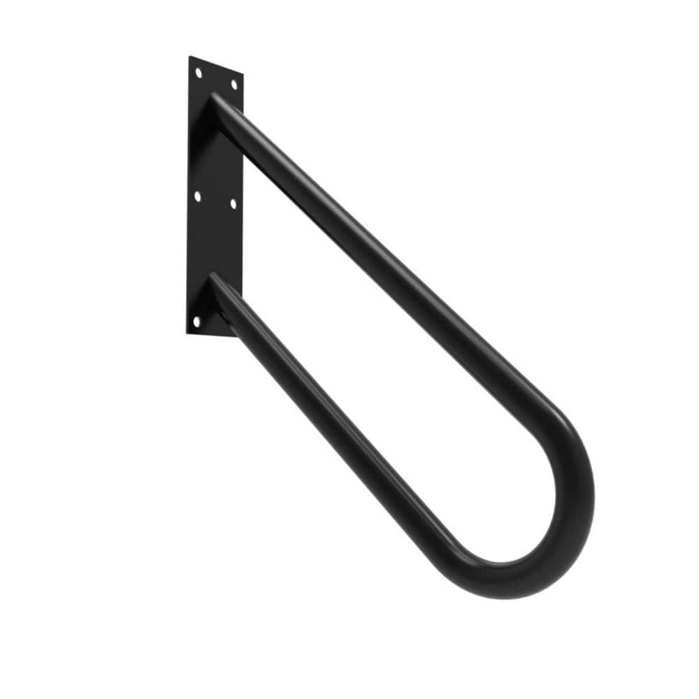 Angel Sar 24 in. Metal Handrails for Outdoor Steps Wall Mount, U-Shaped Handrail with Matte Black Finished for 1-2 Steps