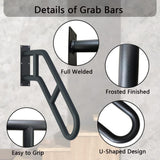 Angel Sar 2.08 ft. Metal Stair Handrails for 1-Steps to 3-Steps, Wall Mounted Safety Grab Bar with 2 Anti-Skid Crossbar (2-Pack)