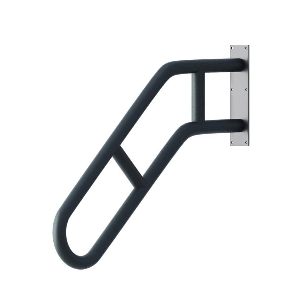 Angel Sar 2.08 ft. Metal Stair Handrails for 1-Steps to 3-Steps, Wall Mounted Safety Grab Bar with 2 Anti-Skid Crossbar (2-Pack)