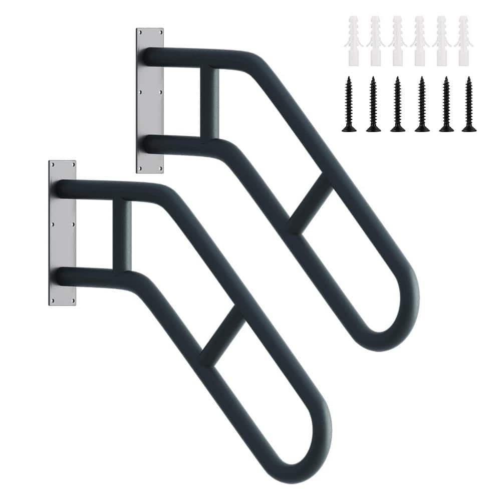 Angel Sar 2.08 ft. Metal Stair Handrails for 1-Steps to 3-Steps, Wall Mounted Safety Grab Bar with 2 Anti-Skid Crossbar (2-Pack)
