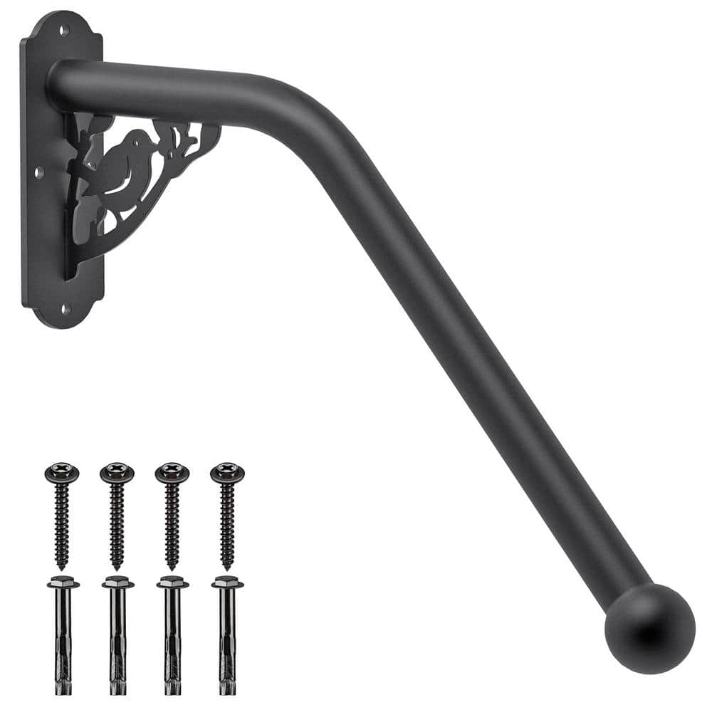 Angel Sar 2 ft. Metal Bird Shaped Fully Welded Handrail Iron Handrail for Outdoor Steps Garage Railing Safety Grab Bar