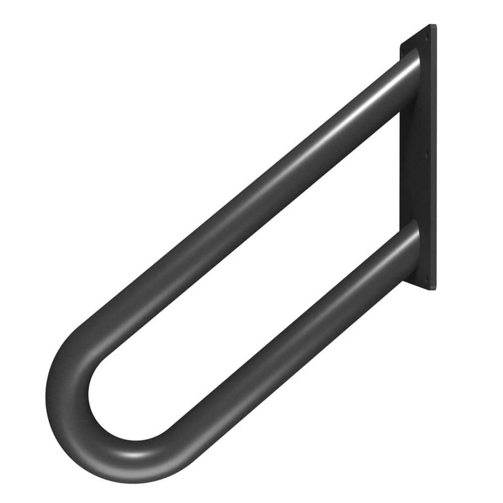 Angel Sar 1.33 ft. Black Metal Heavy-Duty Hand Rails, Non-Slip, 1-2 Step Wall-Mounted Grab Bars for Outdoor Steps