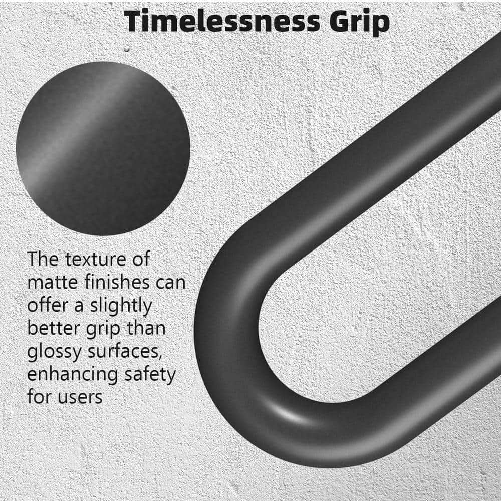 Angel Sar 1.33 ft. Black Metal Heavy-Duty Hand Rails, Non-Slip, 1-2 Step Wall-Mounted Grab Bars for Outdoor Steps