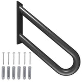 Angel Sar 1.33 ft. Black Metal Heavy-Duty Hand Rails, Non-Slip, 1-2 Step Wall-Mounted Grab Bars for Outdoor Steps
