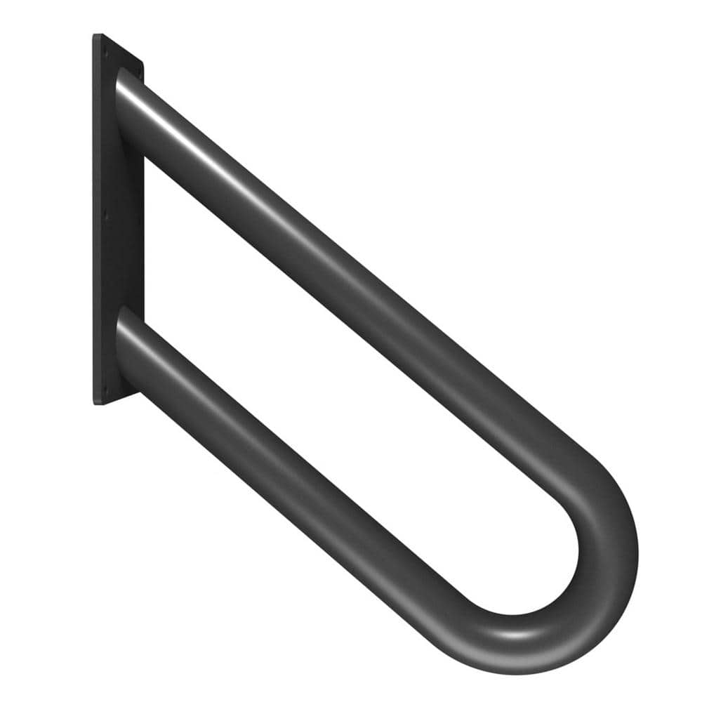 Angel Sar 1.33 ft. Black Metal Heavy-Duty Hand Rails, Non-Slip, 1-2 Step Wall-Mounted Grab Bars for Outdoor Steps