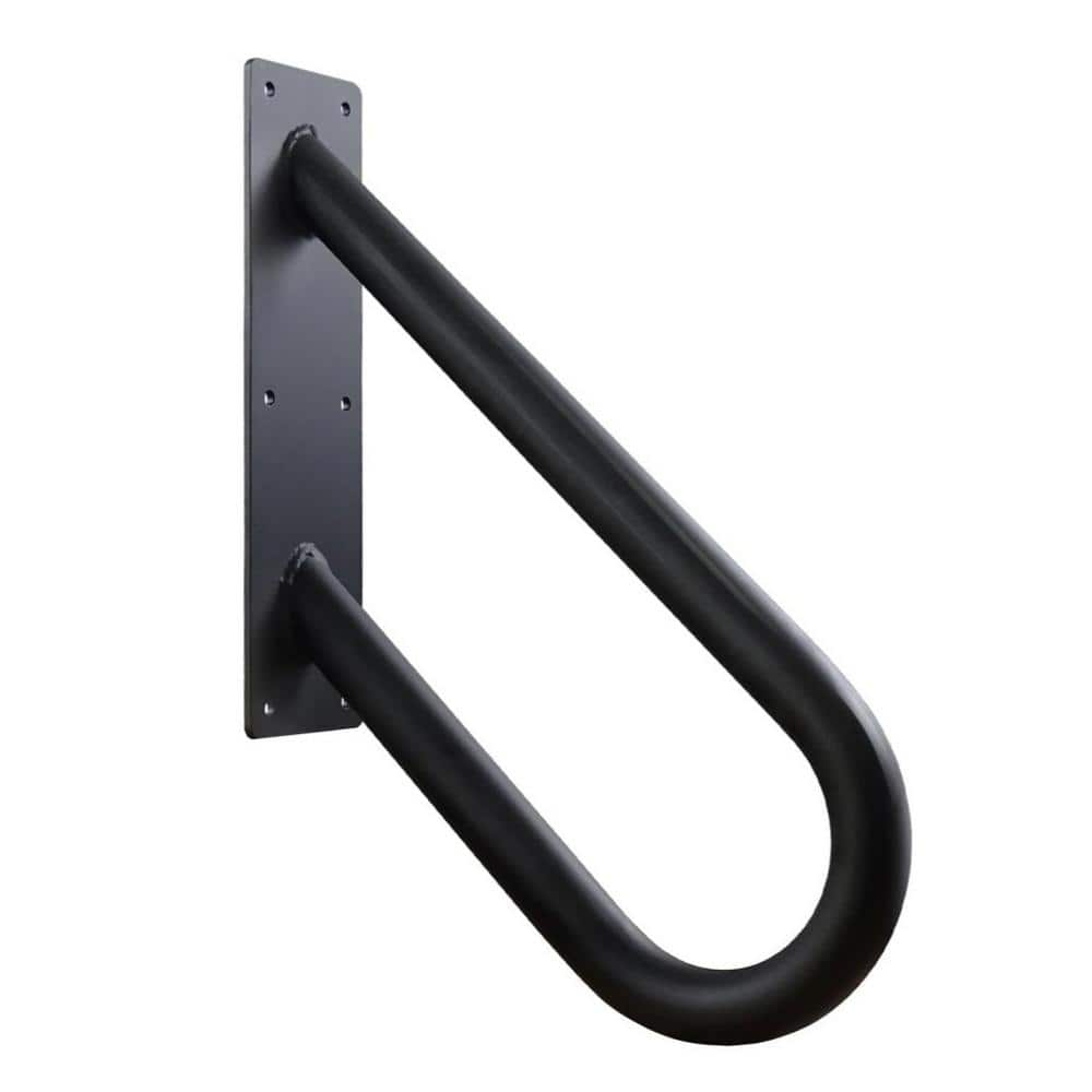Angel Sar 18 in. Metal Handrails for Outdoor Steps Wall Mount, U-Shaped Handrail with Matte Black Finished for 1-2 Steps