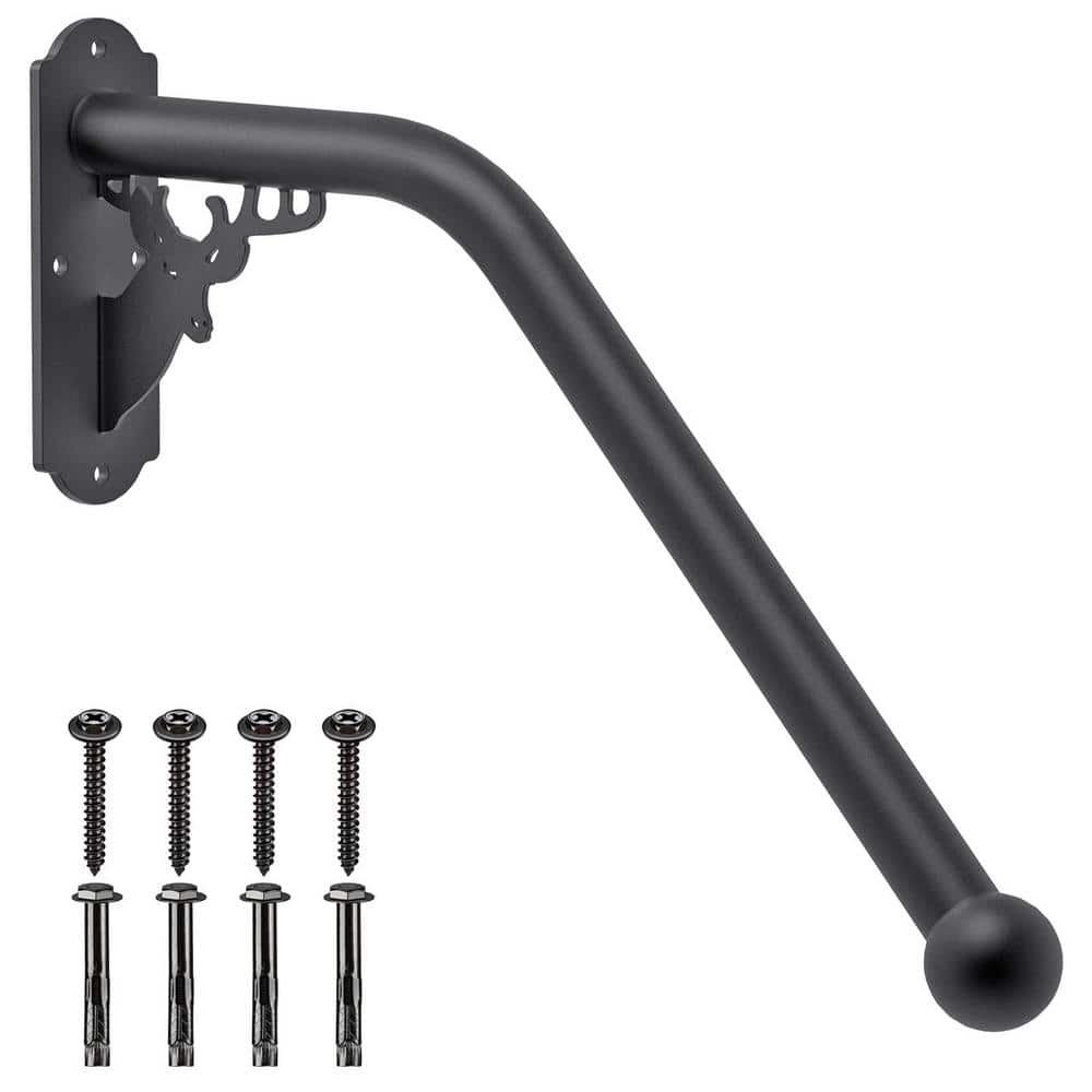 Angel Sar 2 ft. Metal Deer Shaped Fully Welded Handrail Iron Handrail for Outdoor Steps Garage Railing Safety Grab Bar