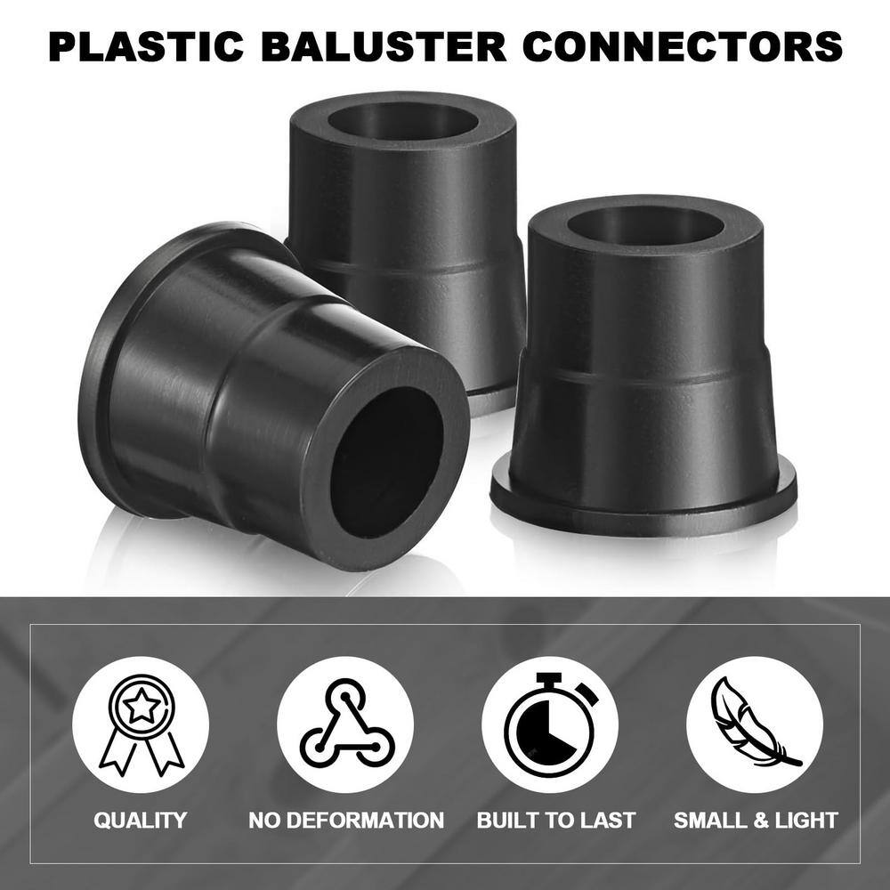 Angel Sar Plastic Baluster Connectors for 3/4" Od Round Balusters Black Baluster Adapter (600-Pack)