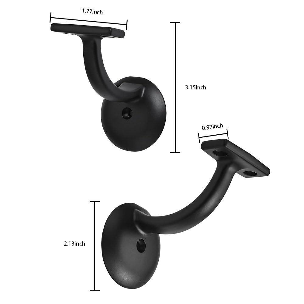 Angel Sar Black Hand Rail Bracket Heavy-Duty Hardware for Stairways, Home or Office Stair Support Handrail Brackets (10-Pack)