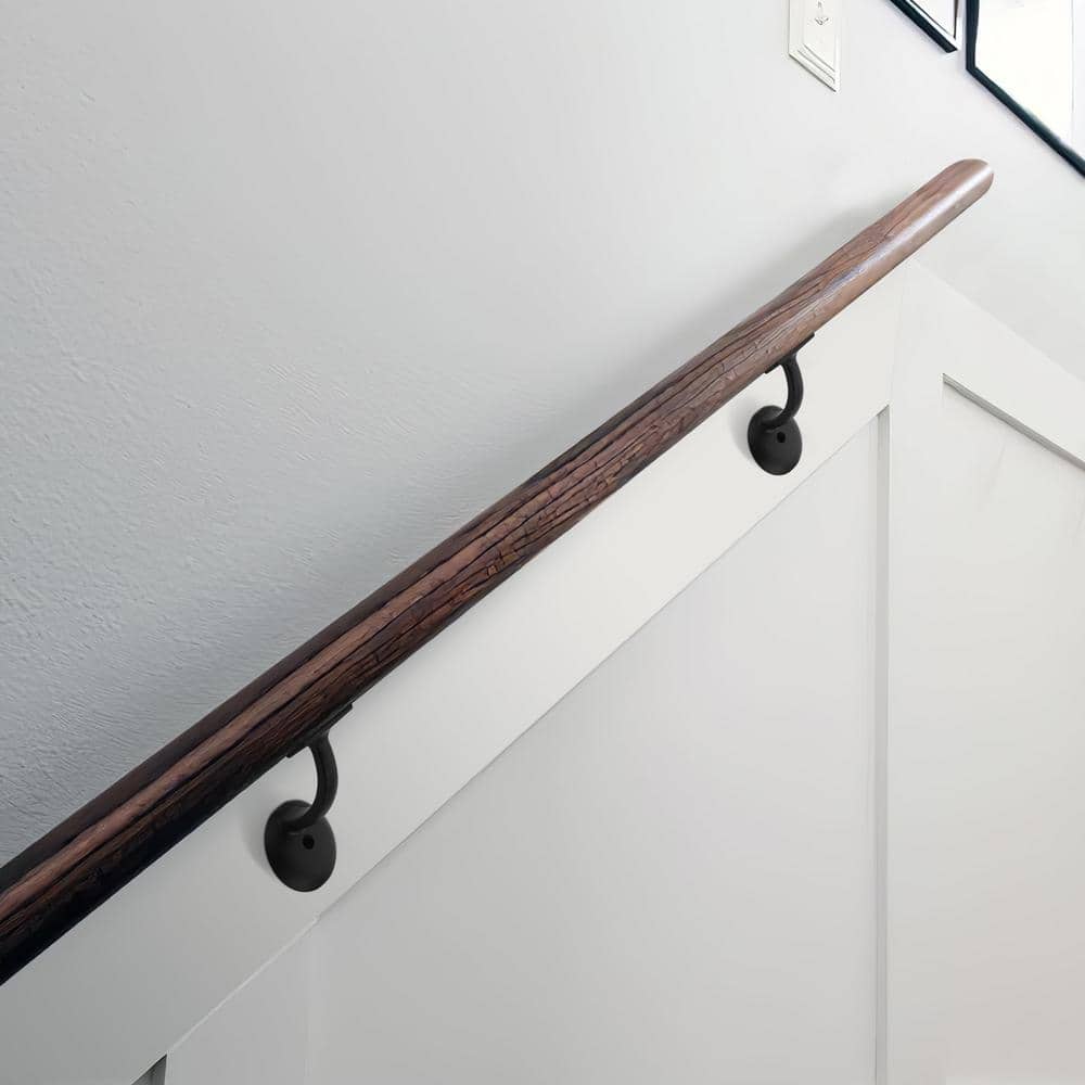 Angel Sar Black Hand Rail Bracket Heavy-Duty Hardware for Stairways, Home or Office Stair Support Handrail Brackets (10-Pack)