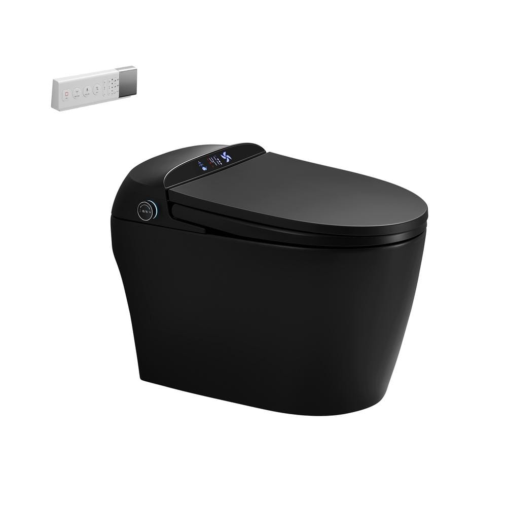 ANGELES HOME Black Smart Bidet Toilet with Heated Seat and Auto Flush