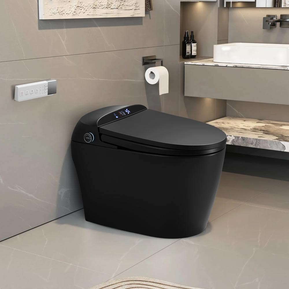 ANGELES HOME Black Smart Bidet Toilet with Heated Seat and Auto Flush