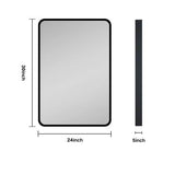 ANGELES HOME 24 in. W x 30 in. H Rectangular Aluminum Medicine Cabinet with Mirror and 2-Shelves, Surface-Mount or Recessed