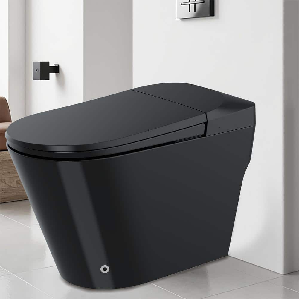 ANZZI ENVO Resonance Smart Bidet Toilet in Matte Black with Voice and Wifi Control