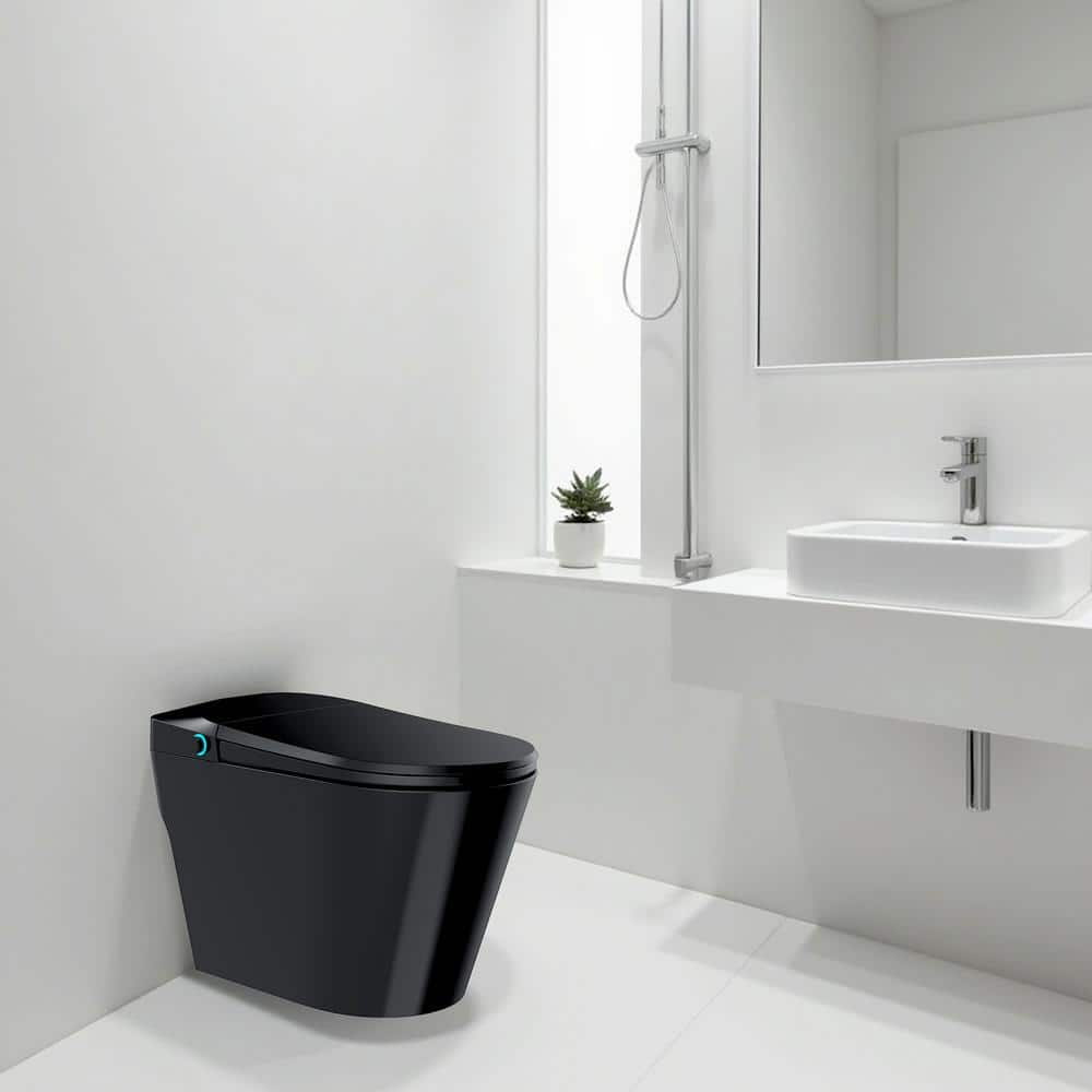 ANZZI ENVO Resonance Smart Bidet Toilet in Matte Black with Voice and Wifi Control