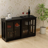 Modern 41.92 in. W x 12.99 in. D x 24.60 in. H in Black MDF Assemble Floor Diagonal Kitchen Cabinet Double Glass Doors