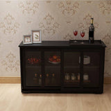 Modern 41.92 in. W x 12.99 in. D x 24.60 in. H in Black MDF Assemble Floor Diagonal Kitchen Cabinet Double Glass Doors