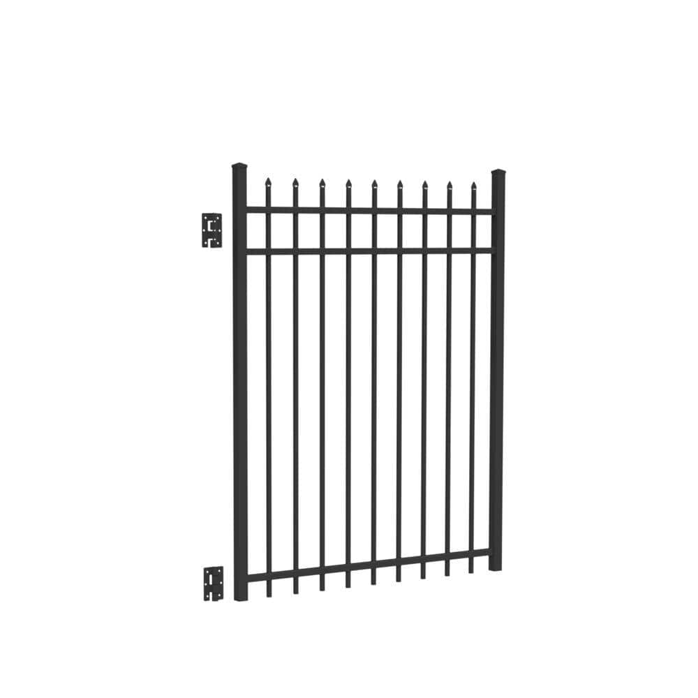 Barrette Outdoor Living Cascade Standard-Duty 4 ft. W x 5 ft. H Black Aluminum Straight Pre-Assembled Fence Gate