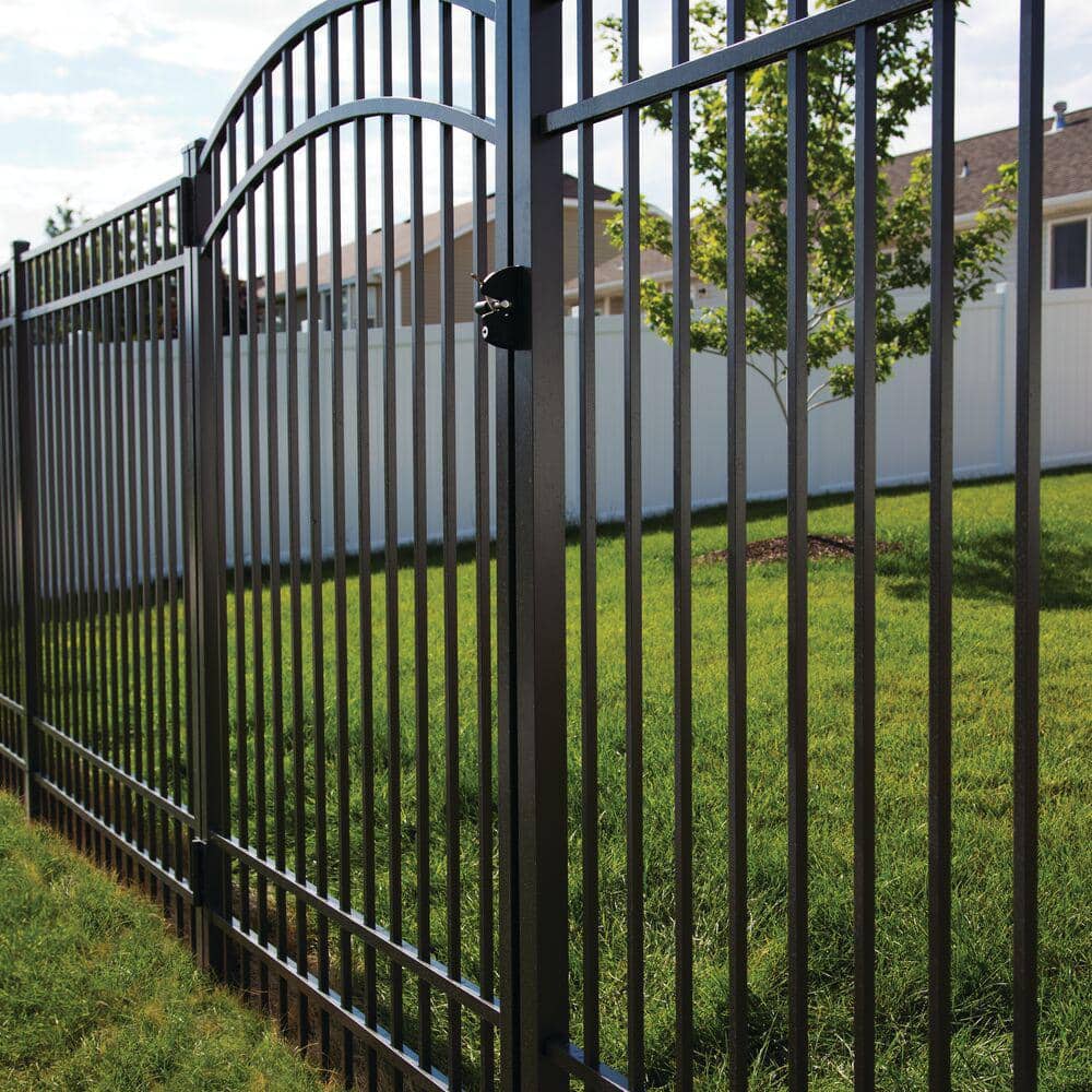 Barrette Outdoor Living Natural Reflections Standard-Duty 4 ft. W x 6 ft. H Black Aluminum Arched Pre-Assembled Fence Gate
