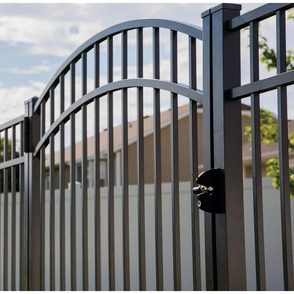 Barrette Outdoor Living Natural Reflections Standard-Duty 4 ft. W x 6 ft. H Black Aluminum Arched Pre-Assembled Fence Gate
