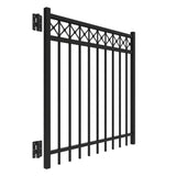 Barrette Outdoor Living Highland 4 ft. x 4 ft. Black Straight Decorative Flat Top Metal Fence Gate