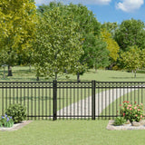 Barrette Outdoor Living Highland 4 ft. x 4 ft. Black Straight Decorative Flat Top Metal Fence Gate