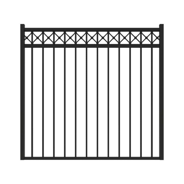 Barrette Outdoor Living Highland 4.5 ft. x 5 ft. Black Decorative Flat Top Straight Metal Fence Gate