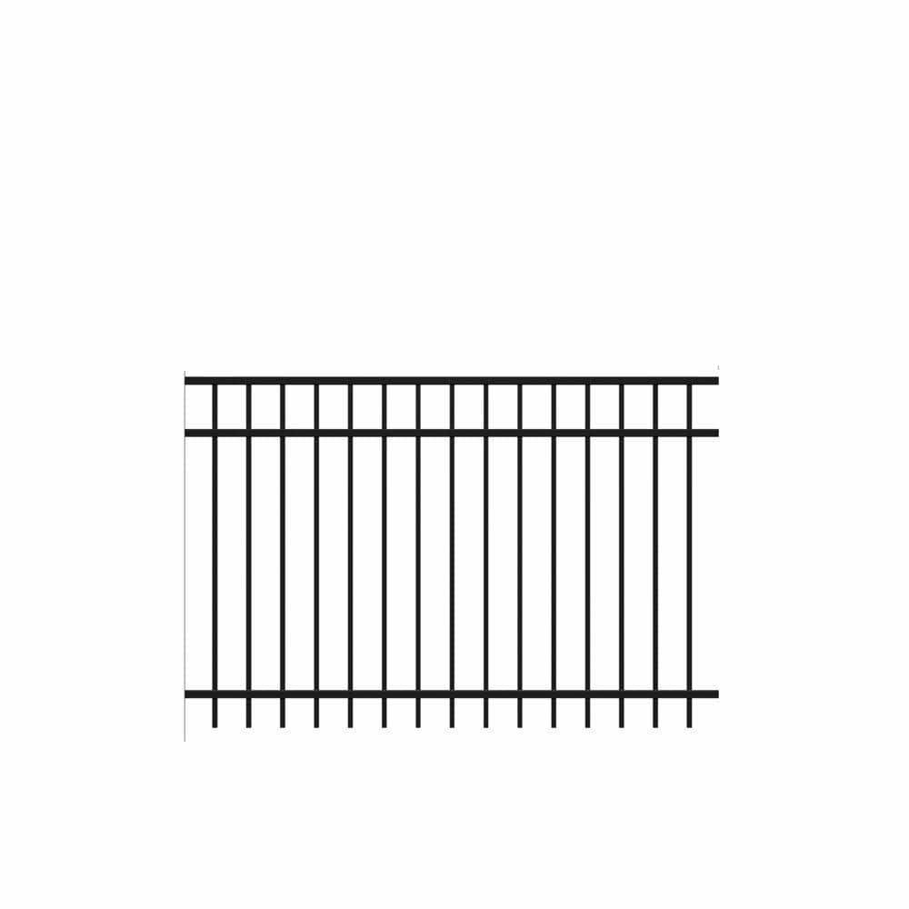 Barrette Outdoor Living Natural Reflections Standard-Duty 4 ft. H x 6 ft. W Black Aluminum Pre-Assembled Fence Panel