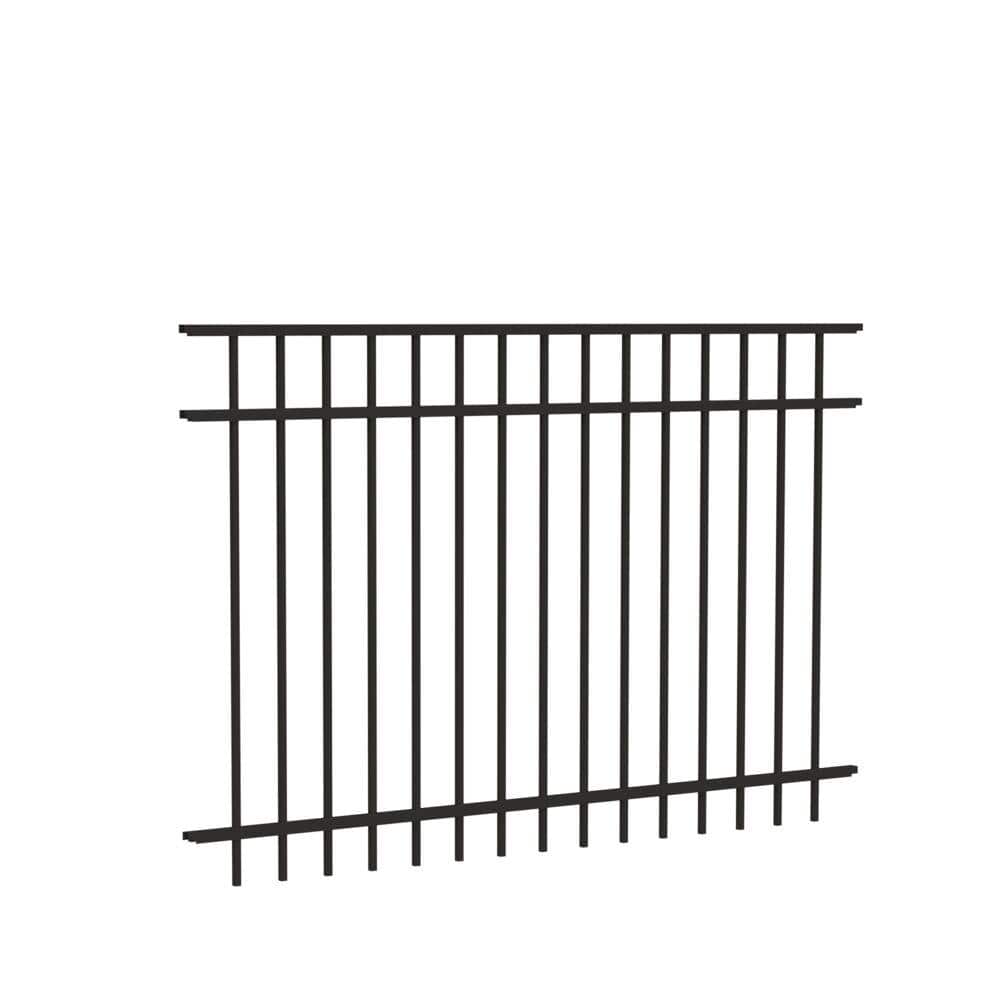 Barrette Outdoor Living Natural Reflections Standard-Duty 4 ft. H x 6 ft. W Black Aluminum Pre-Assembled Fence Panel