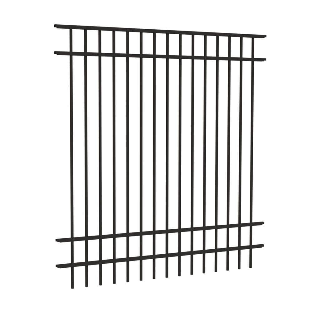 Barrette Outdoor Living Natural Reflections Standard-Duty 6 ft. H x 6 ft. W Black Aluminum Pre-Assembled Fence Panel