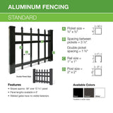 Barrette Outdoor Living Cascade Standard-Duty 6 ft. H x 6 ft. W Black Aluminum Pre-Assembled Fence Panel