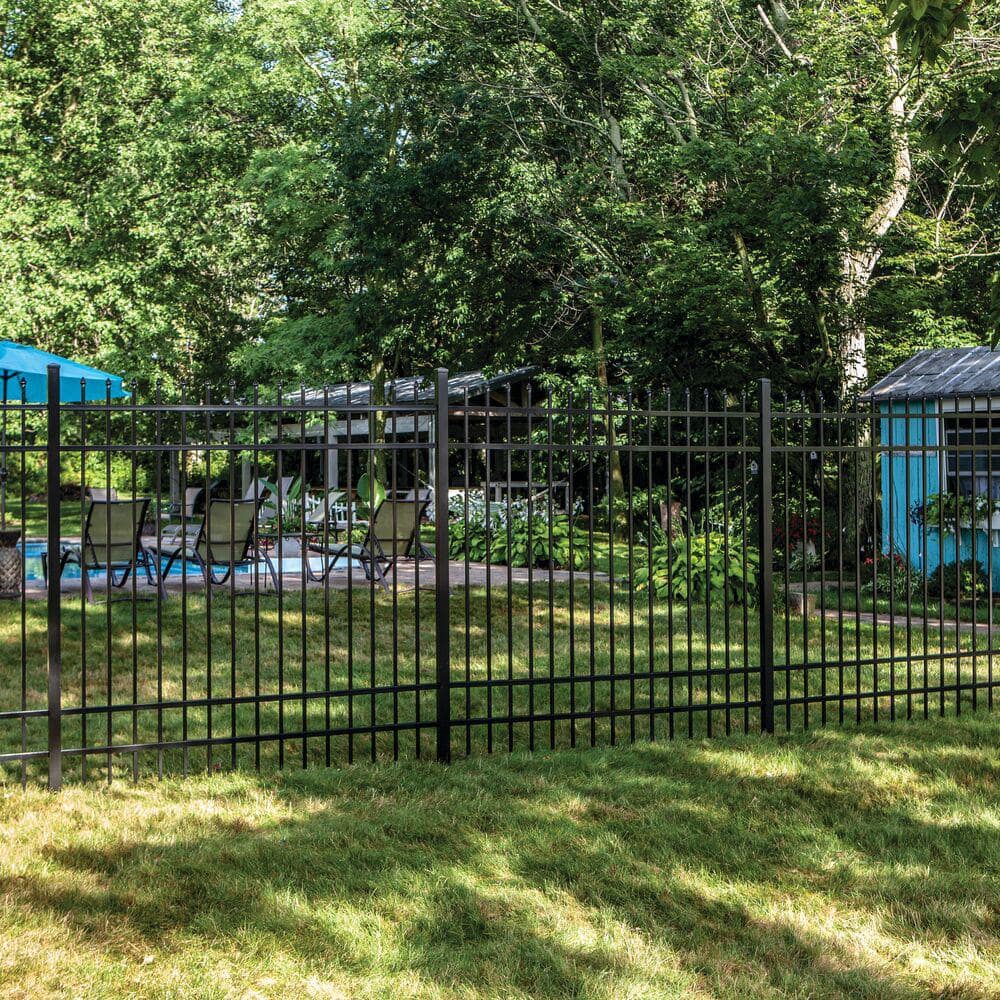 Barrette Outdoor Living Cascade Standard-Duty 6 ft. H x 6 ft. W Black Aluminum Pre-Assembled Fence Panel
