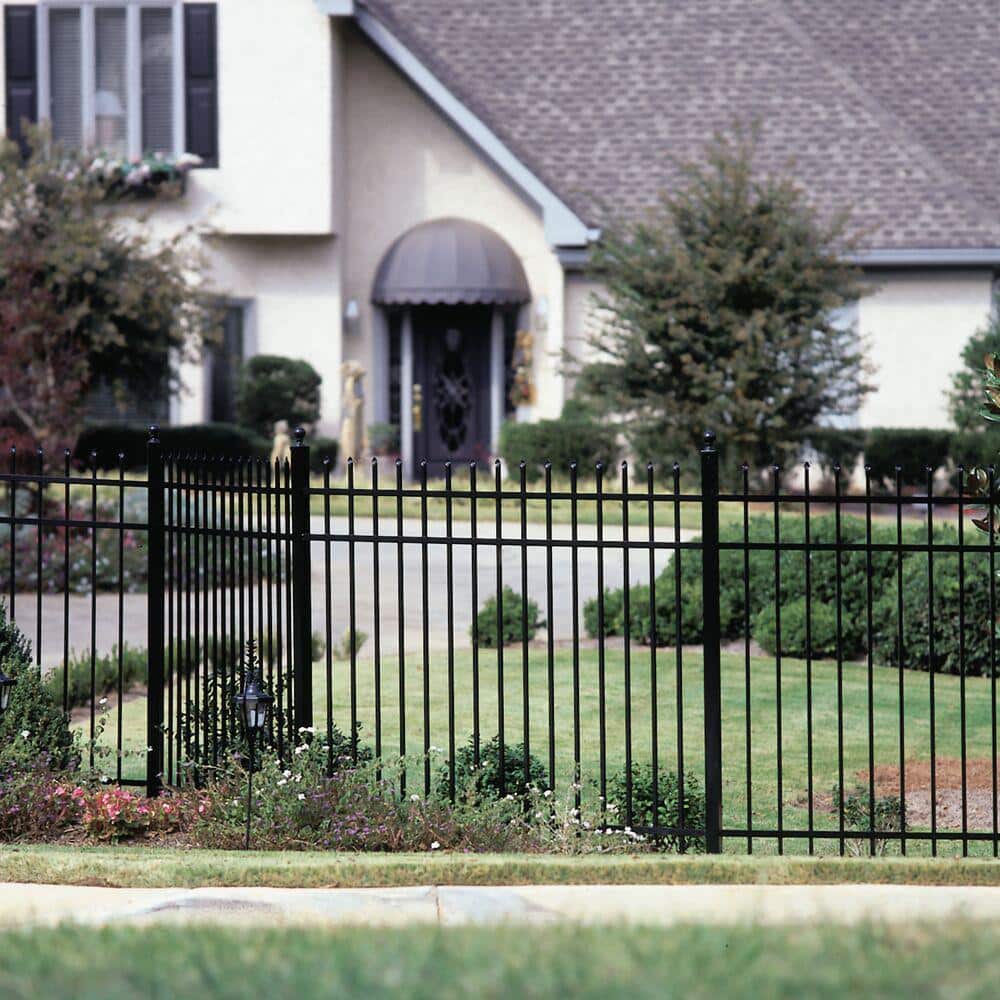 Barrette Outdoor Living Cascade Standard-Duty 3 ft. H x 6 ft. W Black Aluminum Pre-Assembled Fence Panel