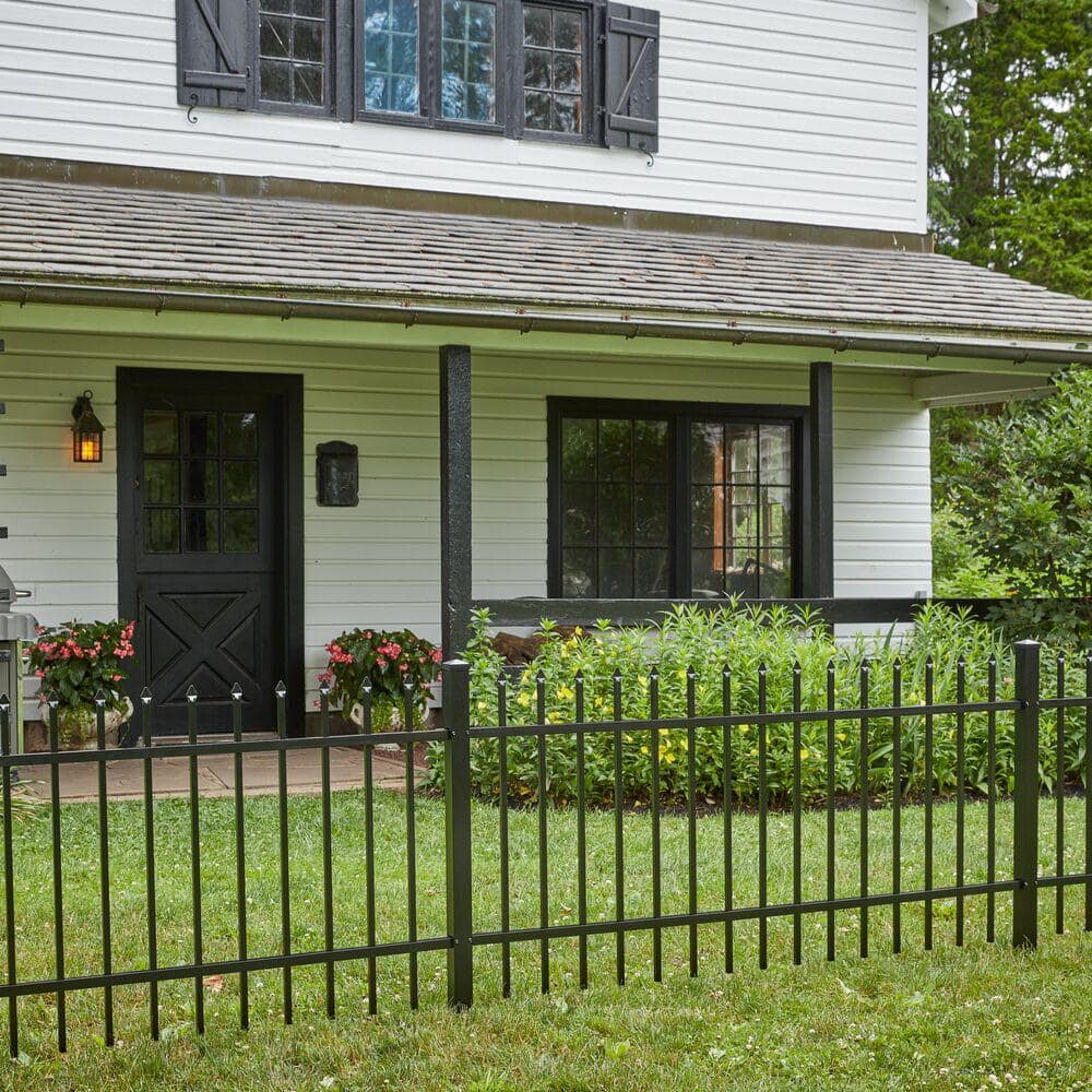Barrette Outdoor Living Cascade Standard-Duty 3 ft. H x 6 ft. W Black Aluminum Pre-Assembled Fence Panel