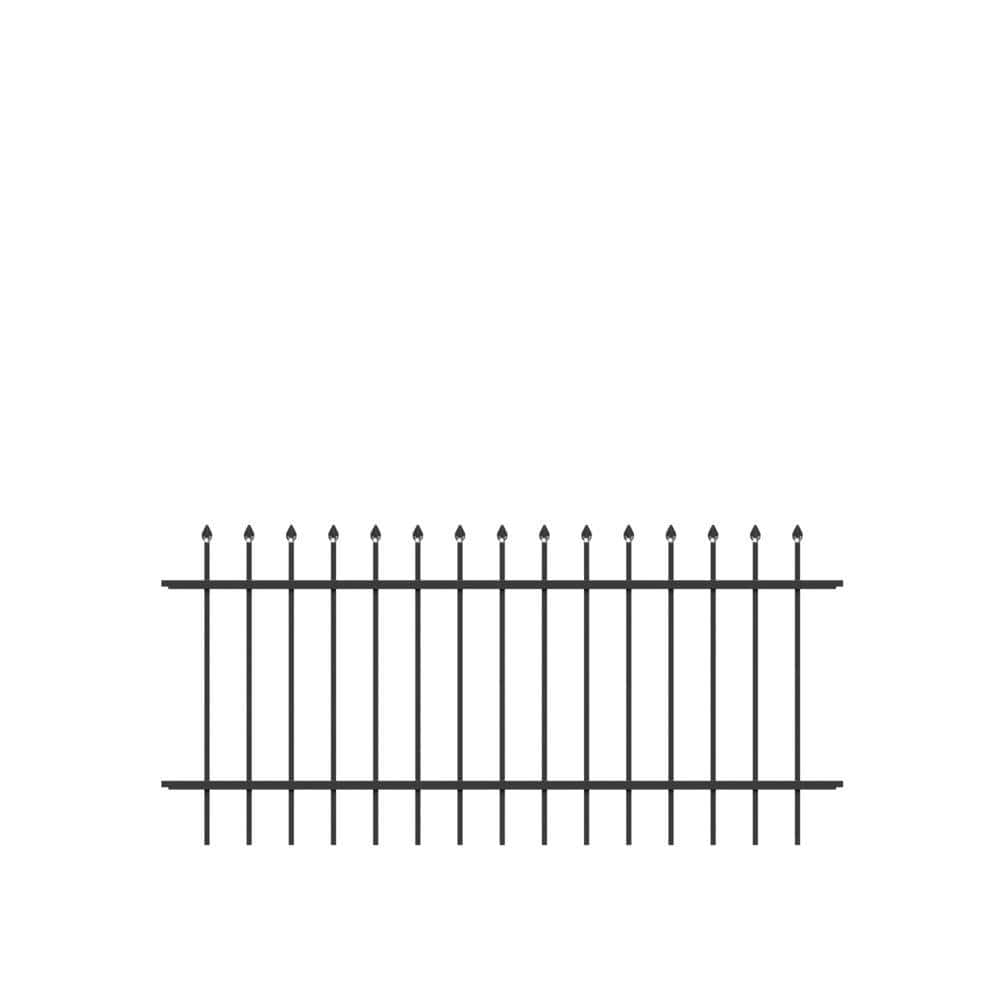 Barrette Outdoor Living Cascade Standard-Duty 3 ft. H x 6 ft. W Black Aluminum Pre-Assembled Fence Panel