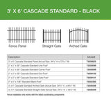 Barrette Outdoor Living Cascade Standard-Duty 3 ft. H x 6 ft. W Black Aluminum Pre-Assembled Fence Panel