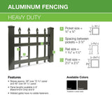 Barrette Outdoor Living Natural Reflections Heavy-Duty 5 ft. H x 8 ft. W Black Aluminum Pre-Assembled Fence Panel