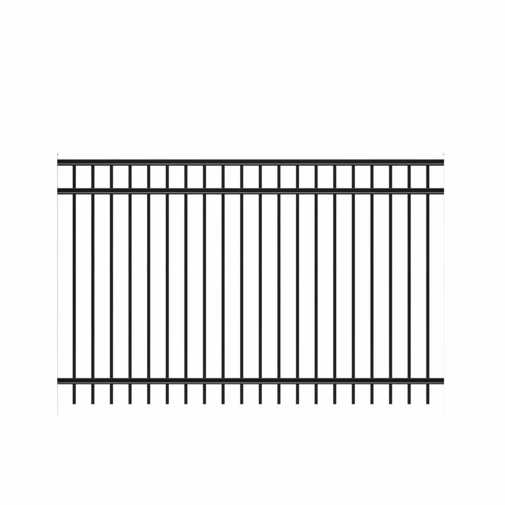 Barrette Outdoor Living Natural Reflections Heavy-Duty 5 ft. H x 8 ft. W Black Aluminum Pre-Assembled Fence Panel