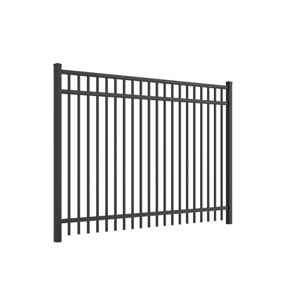 Barrette Outdoor Living Natural Reflections Heavy-Duty 5 ft. H x 8 ft. W Black Aluminum Pre-Assembled Fence Panel