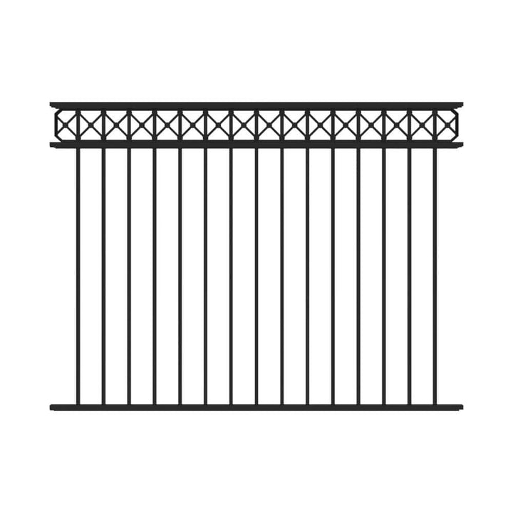 Barrette Outdoor Living Highland 4.5 ft. x 6 ft. Black Decorative Flat Top Aluminum Fence Panel