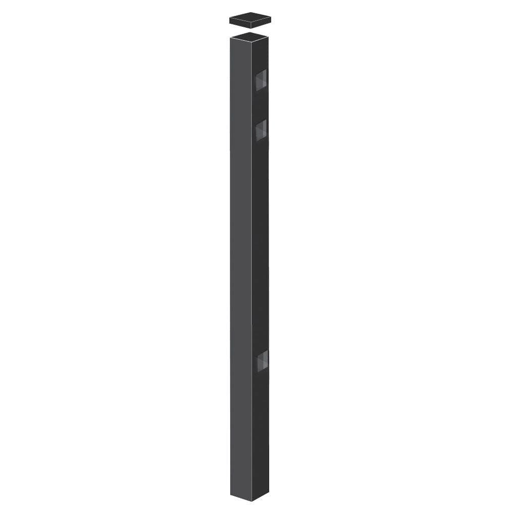Barrette Outdoor Living Cascade/New Hope Standard-Duty 2 in. x 2 in. x 5-7/8 ft. Black Aluminum Fence Line Post