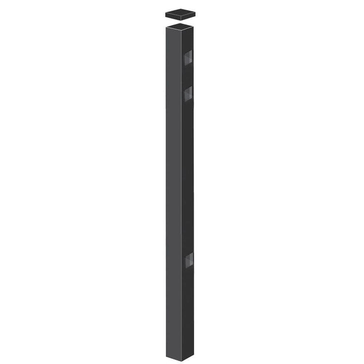 Barrette Outdoor Living Cascade/New Hope Standard-Duty 2 in. x 2 in. x 5-7/8 ft. Black Aluminum Fence Line Post