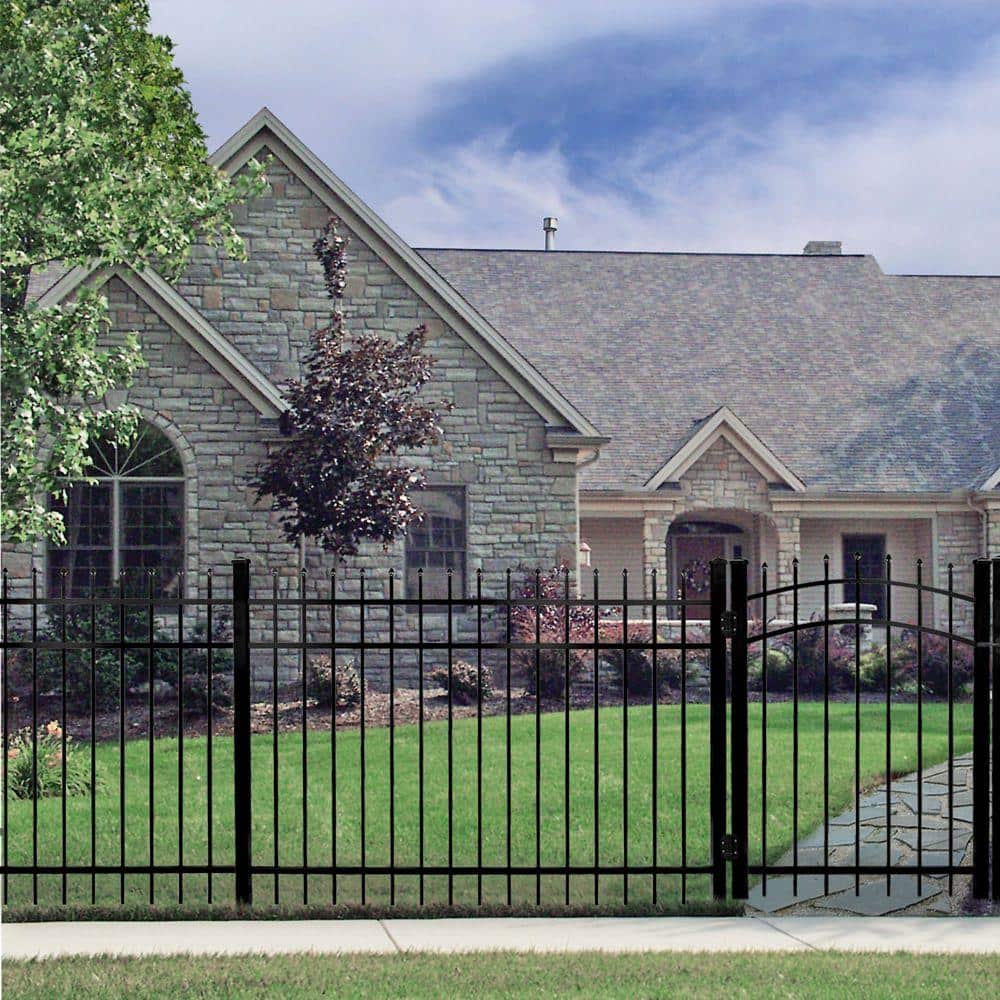 Barrette Outdoor Living Cascade/New Hope Standard-Duty 2 in. x 2 in. x 5-7/8 ft. Black Aluminum Fence Line Post