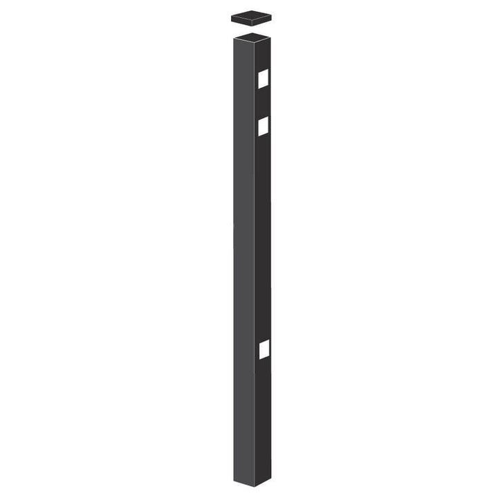 Barrette Outdoor Living Natural Reflections Standard-Duty 2 in. x 2 in. x 4-7/8 ft. Black Aluminum Fence Gate Post