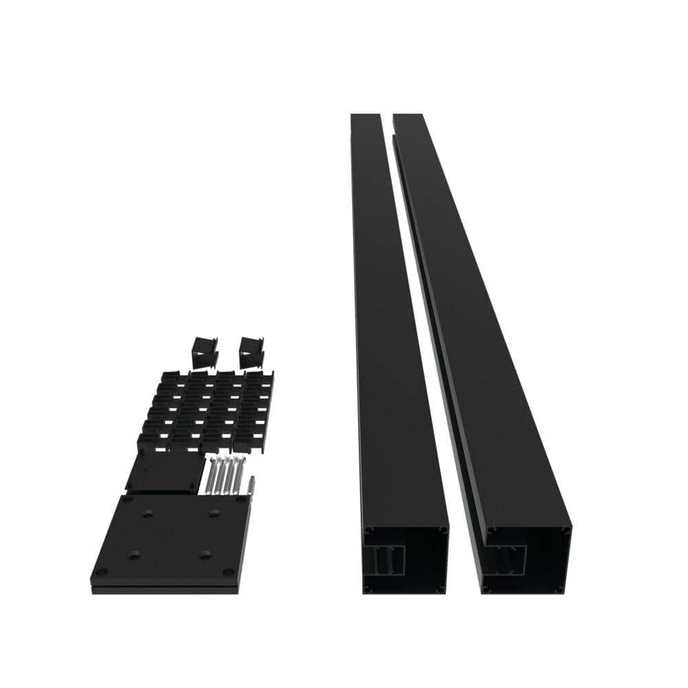 Barrette Outdoor Living 3 in. x 3 in. x 70.685 in. Mixed Materials Matte Black End Fence Post with Surface Mount Kit
