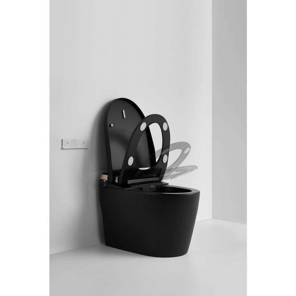 ANGELES HOME Black Smart Toilet Bidet with Auto Flush, Heated Seat & Warm Air Dryer