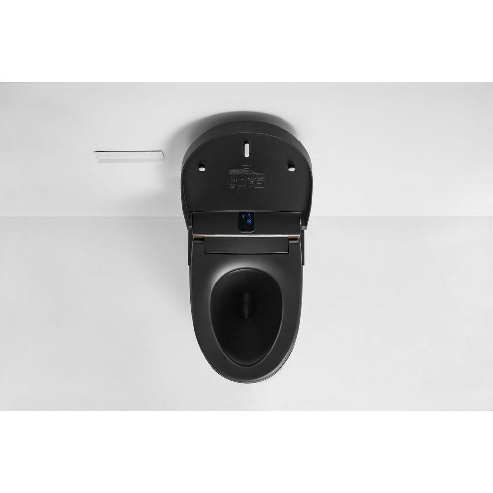 ANGELES HOME Black Smart Toilet Bidet with Auto Flush, Heated Seat & Warm Air Dryer